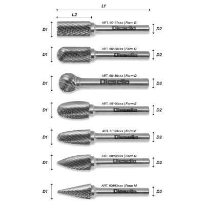 Roterande fil HM Ø10 x 20 mm form B (Alu. Cut) med Ø6 mm skaft